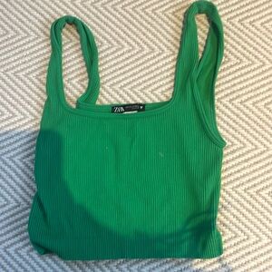 zara green cropped tank